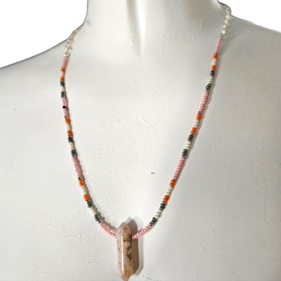 NWT Handmade Boho Necklace featuring a Quartz pendant. - Picture 3 of 5
